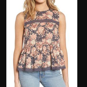NWOT Current/Elliott Peplum Lace Tank Phoenix Floral 3 Size 1